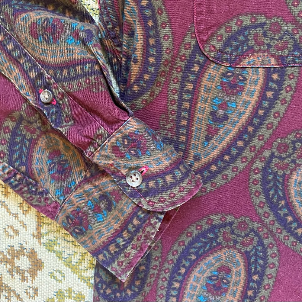 Vintage Chaps Ralph Lauren Frontier Shirt Button Down Long Sleeve Paisley M - Picture 4 of 7